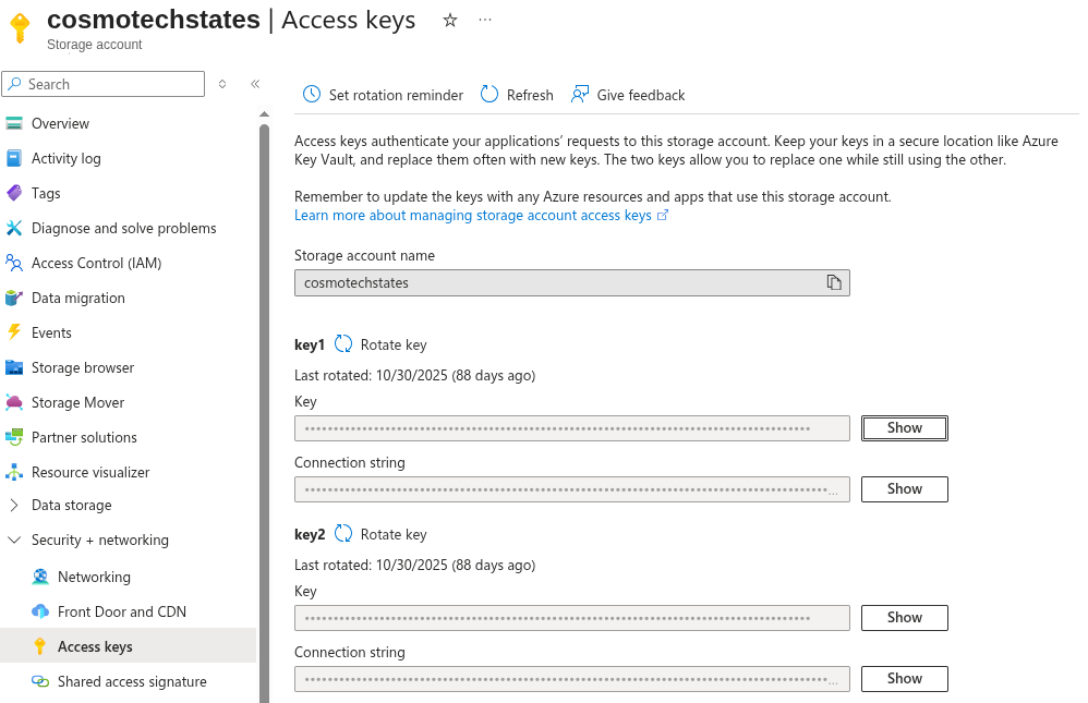 Azure Access Keys